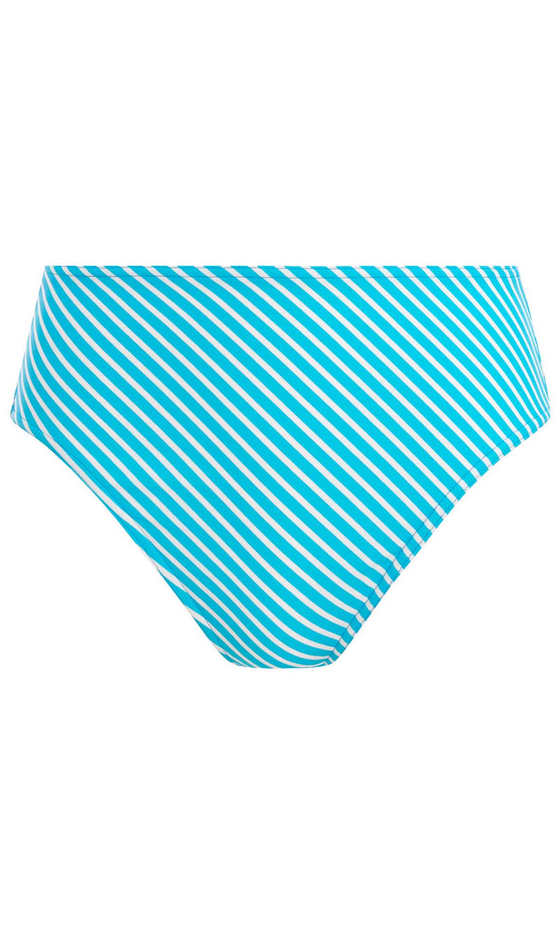 Jewel Cove Stripe Turquoise High Waist Bikini Brief, Special Order XS - 2XL