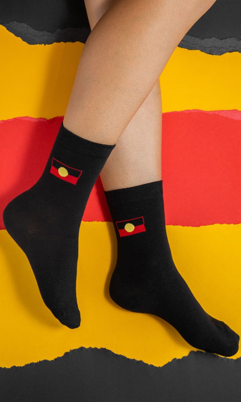 Aboriginal Art Socks "Raise The Flag" Aboriginal Flag
