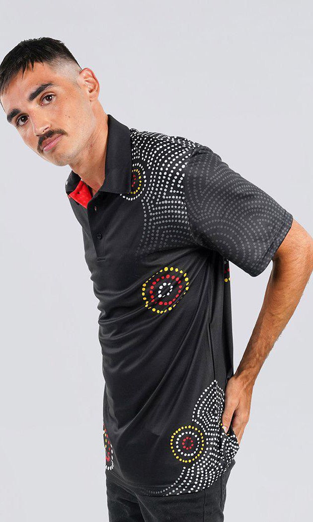 Aboriginal Art Unisex Polo Communities Black