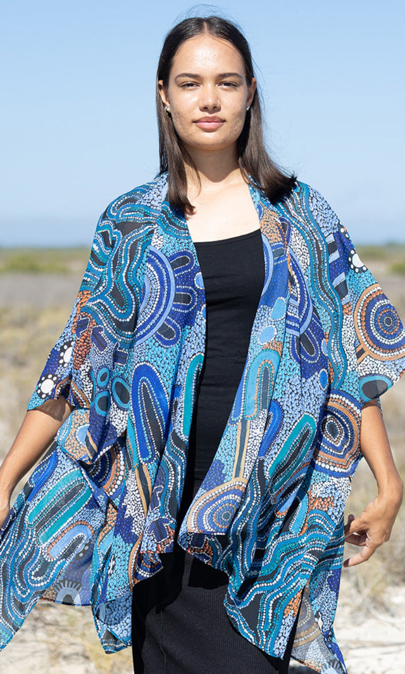 Aboriginal Art Chiffon Shawl Calm Place