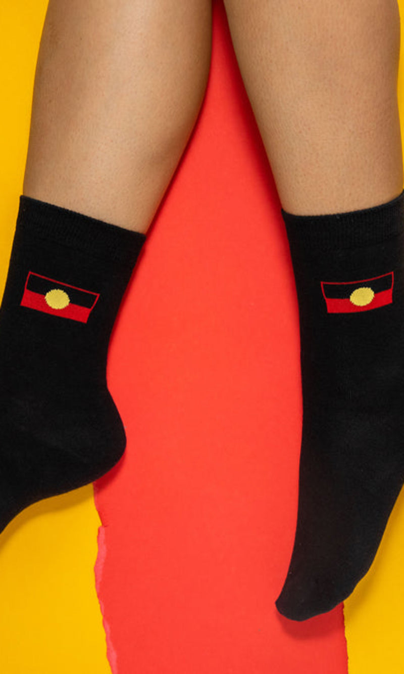 Aboriginal Art Socks "Raise The Flag" Aboriginal Flag