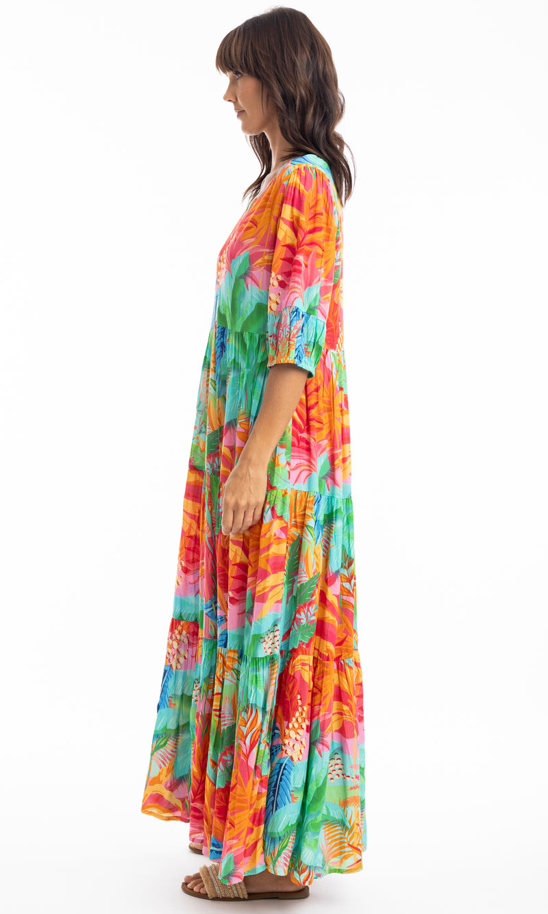 Rayon Dress Maxi with V Neck Alisa