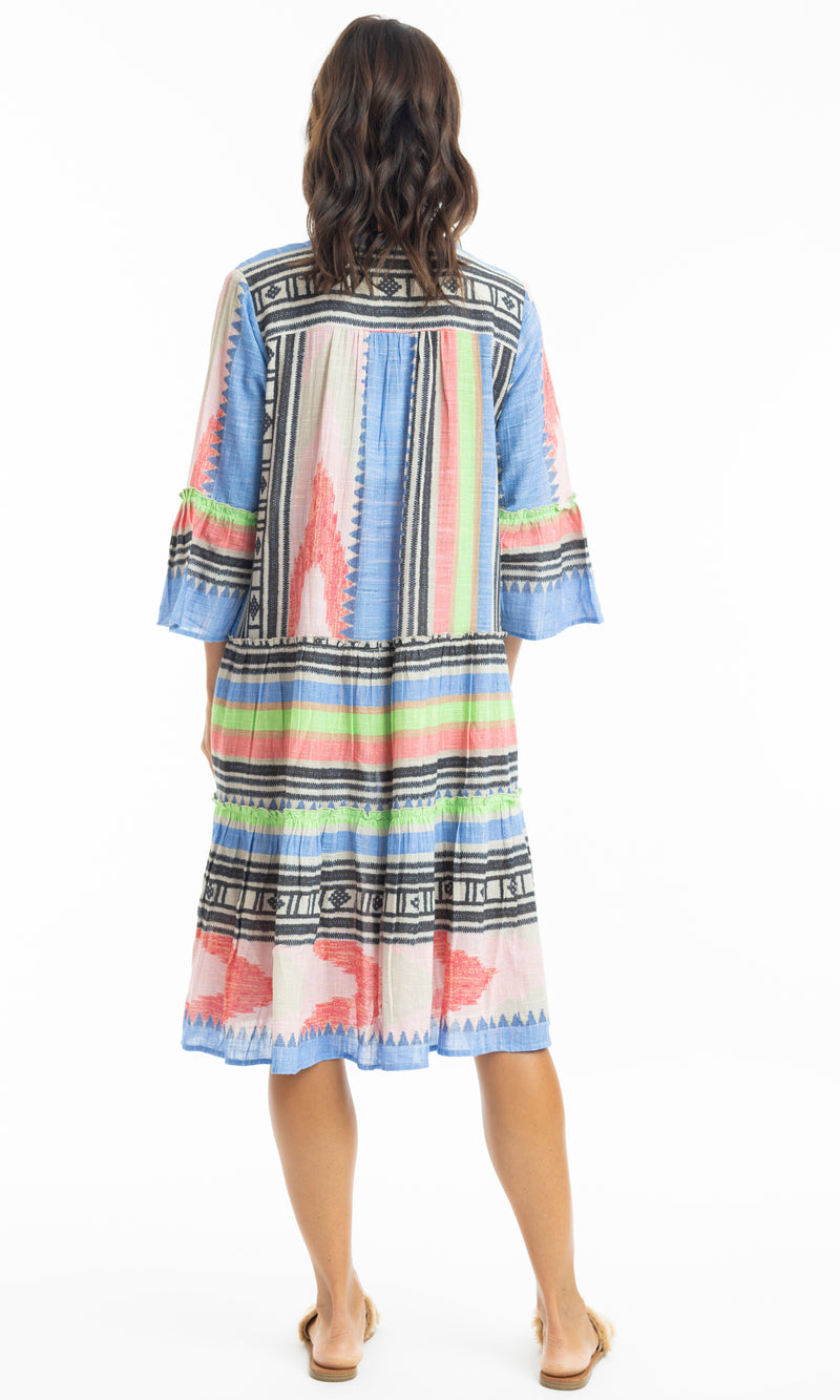 Cotton Dress Layered with Frill Sleeve Amara