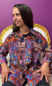 Cotton Women's Shirt Aboriginal Art by Andrea Mimpitja Adamson