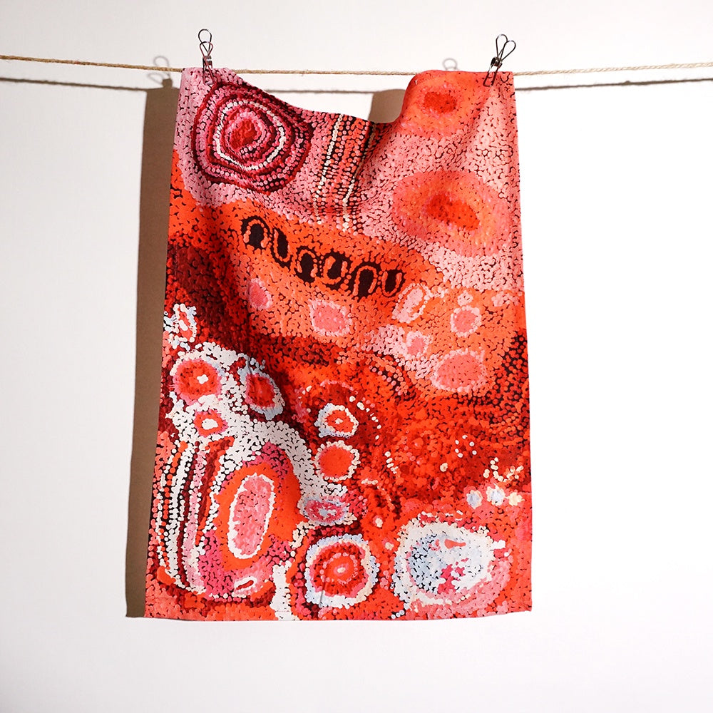 Aboriginal Art Cotton Tea Towel by Andrea Mimpitja Adamson (2)