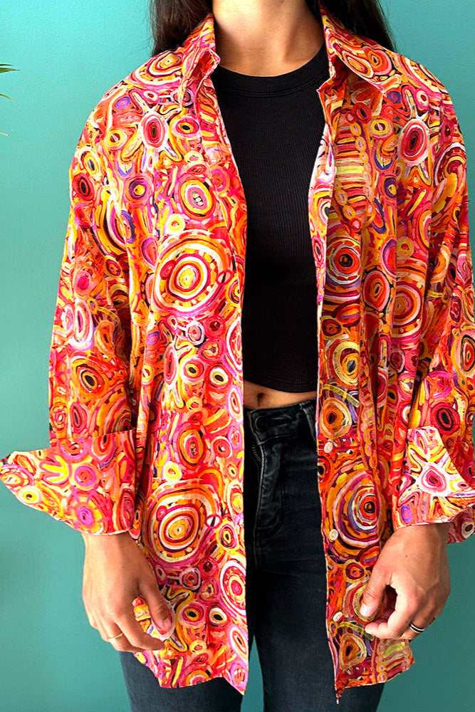 Cotton Women's Shirt Aboriginal Art by Cedric Varcoe (2)
