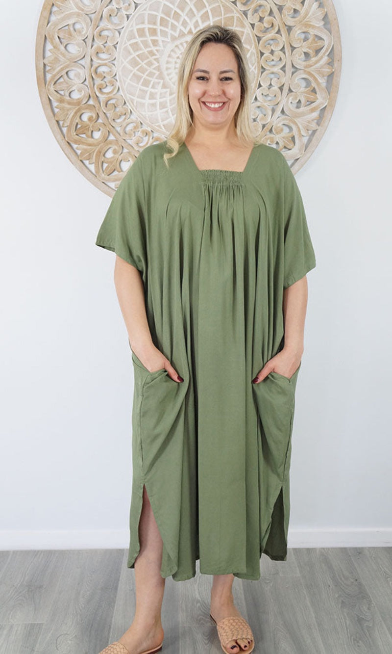 Rayon Bermuda Kaftan Plain, More Colours