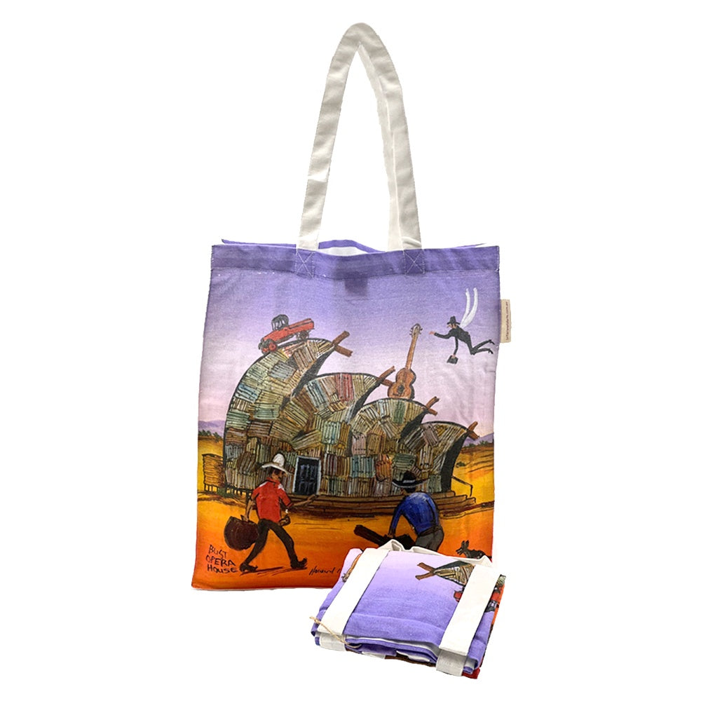 Aboriginal Art Cotton Foldable Shopping Bag by Howard Steer