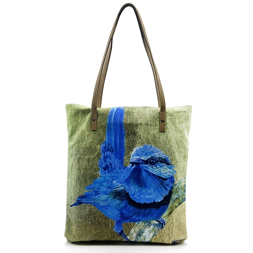 Aboriginal Art Shoulder Tote Bag Leather Trimmed by Leah Anketell (3)