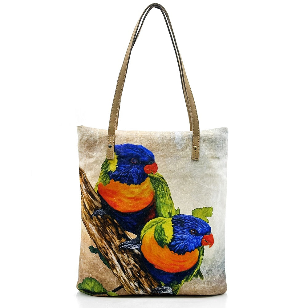 Aboriginal Art Shoulder Tote Bag Leather Trimmed by Leah Anketell (7)