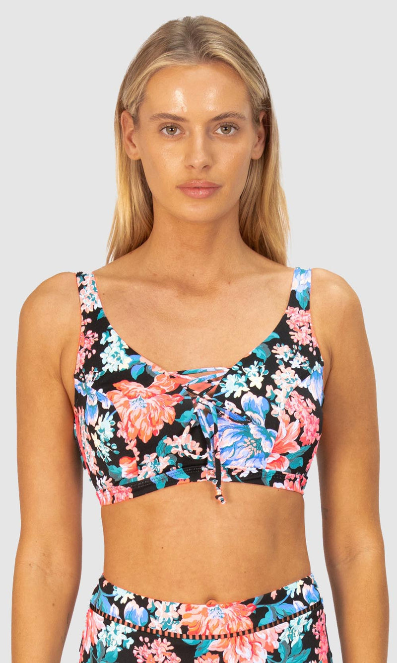 Le Jardin F/G Lace Up Bikini Bra Top Black