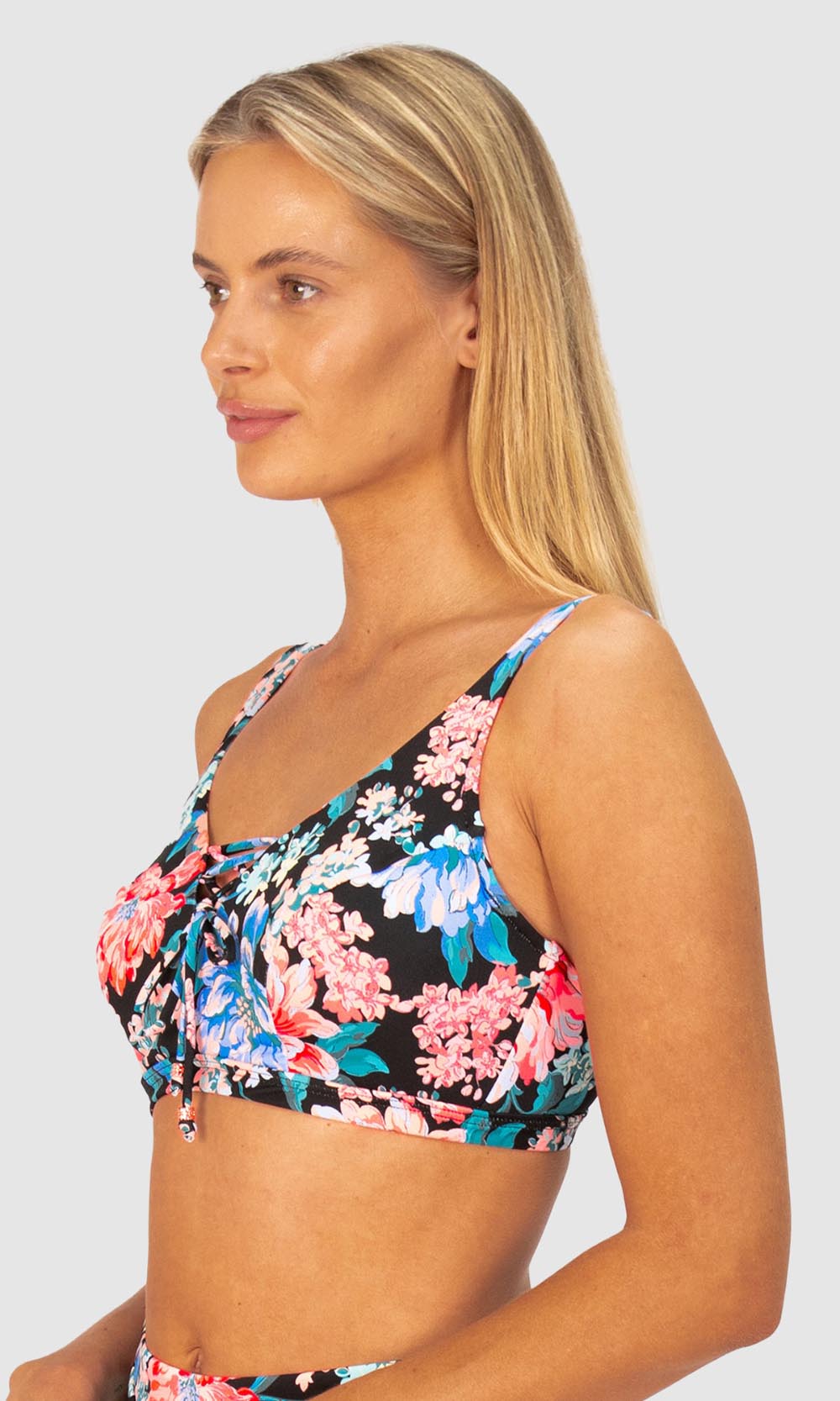 Le Jardin F/G Lace Up Bikini Bra Top Black