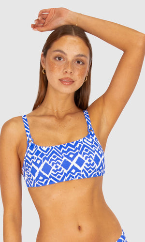 La Selva B-C Cup Square Neck Bralette Bikini Bra Top Electric