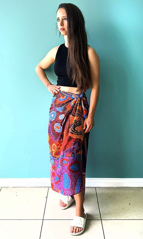 Aboriginal Art Organic Cotton Sarong by Andrea Mimpitja Adamson