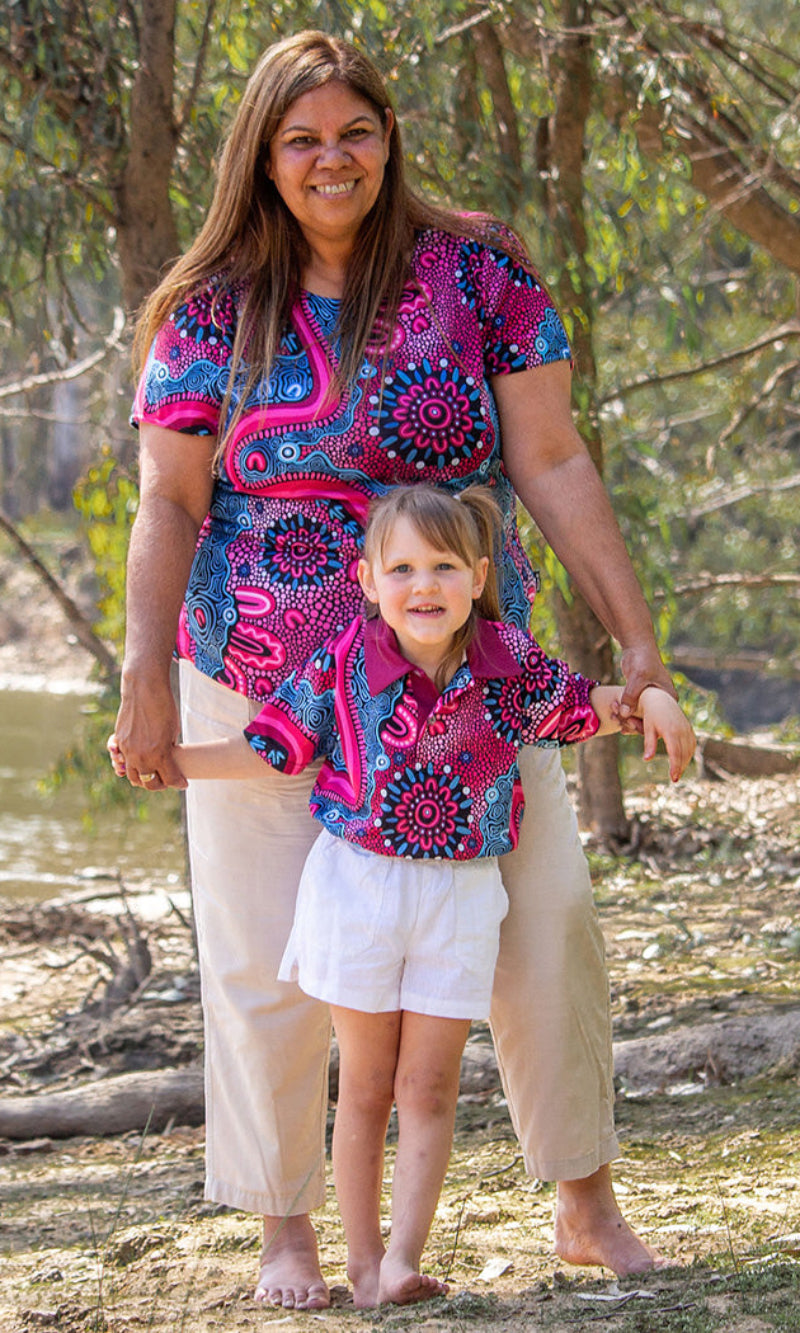 Aboriginal Art Ladies Fitted Polo Badhiin