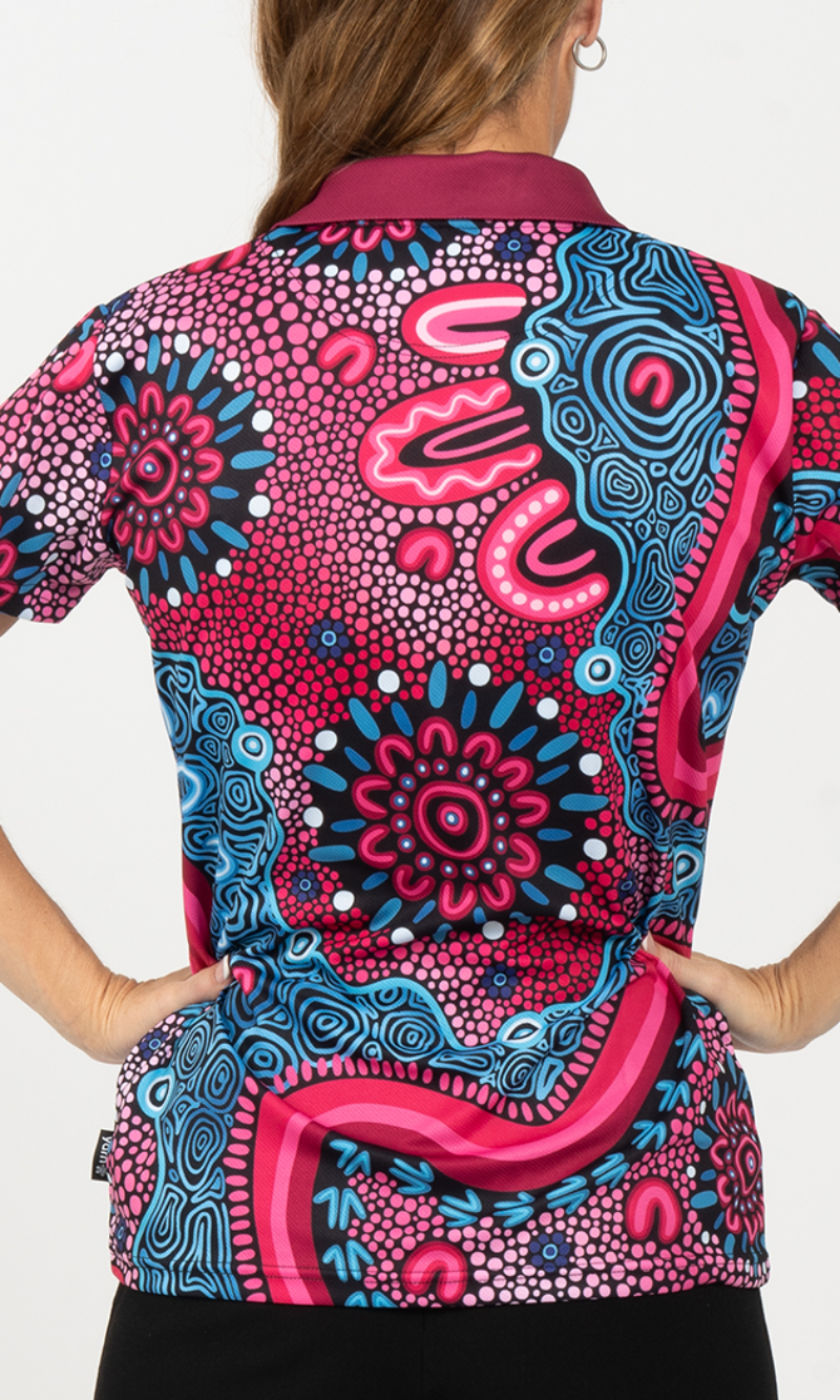 Aboriginal Art Ladies Fitted Polo Badhiin