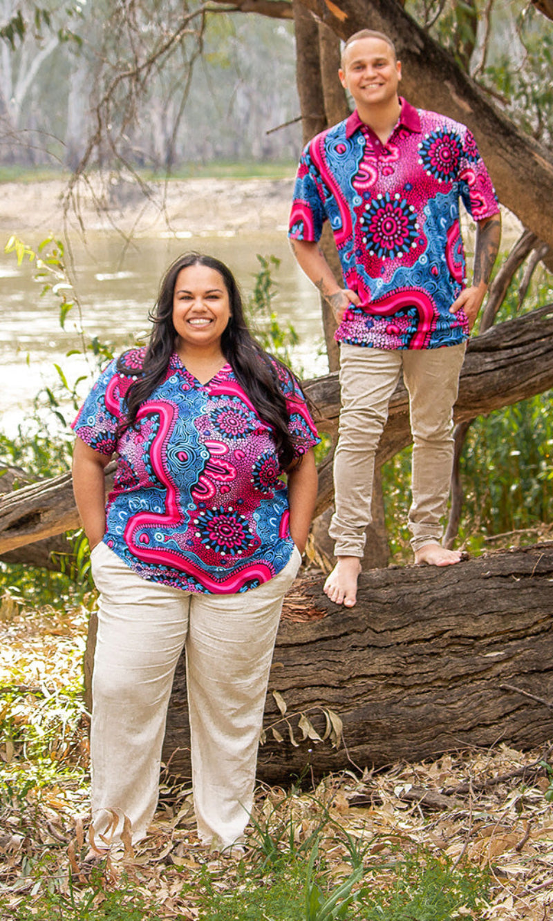 Aboriginal Art Ladies Fitted Polo Badhiin