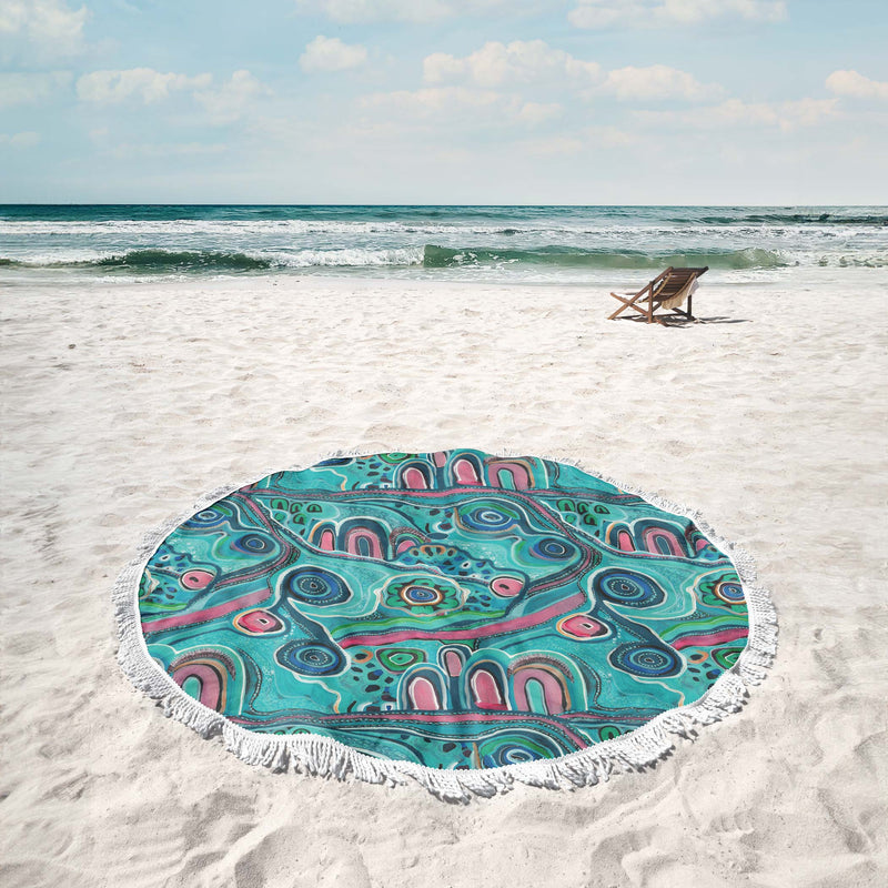 Aboriginal Art Beach Towel Bila Ngurambang