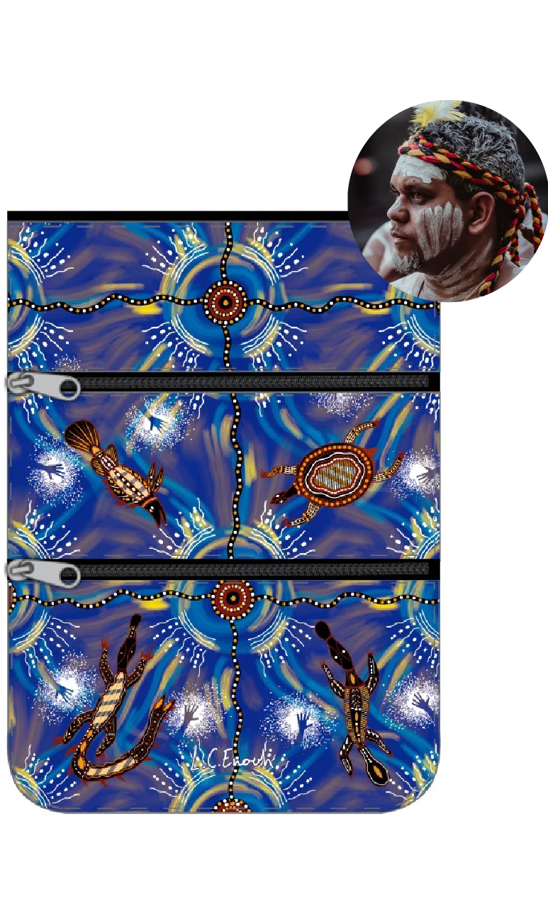 Aboriginal Art 3 Compartment Zip Bag by Louis Enoch