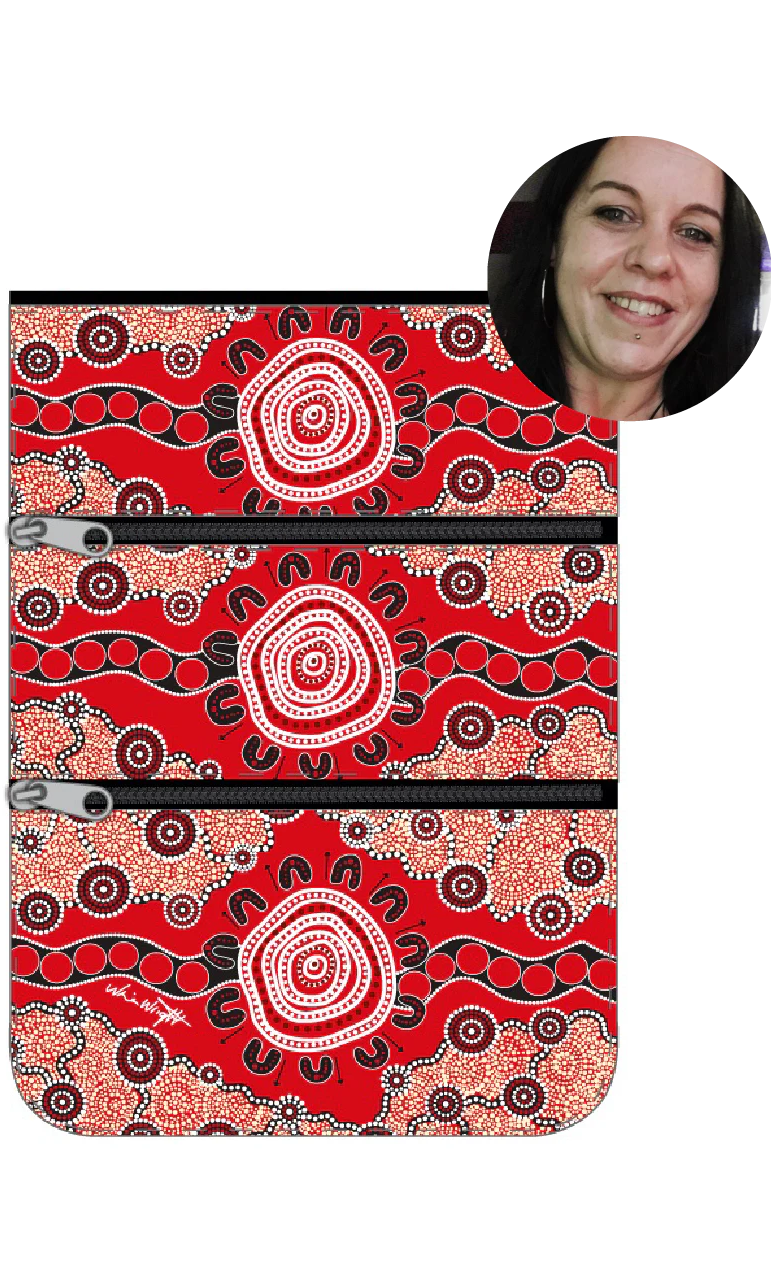 Aboriginal Art 3 Compartment Zip Bag by Nina Wright