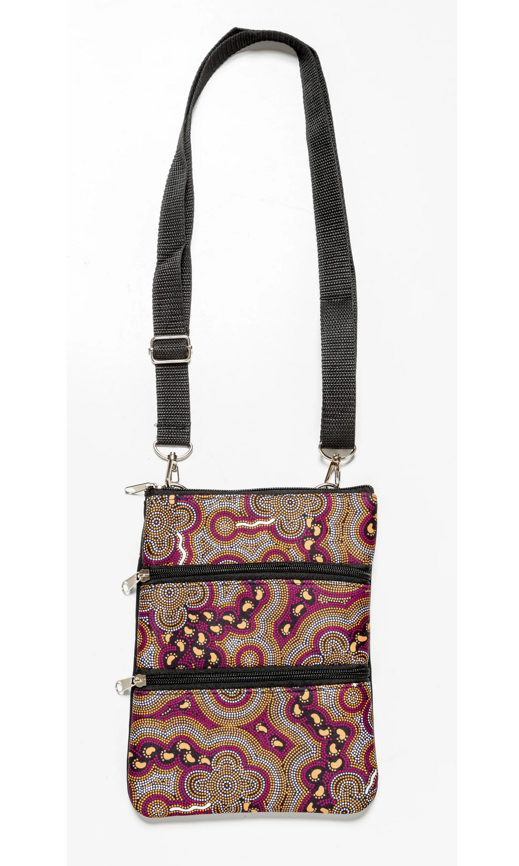 Aboriginal Art 3 Compartment Zip Bag by Karen Taylor