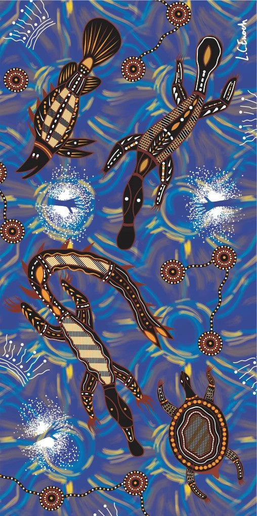 Aboriginal Art Microfibre Beach Towel by Louis Enoch (2)