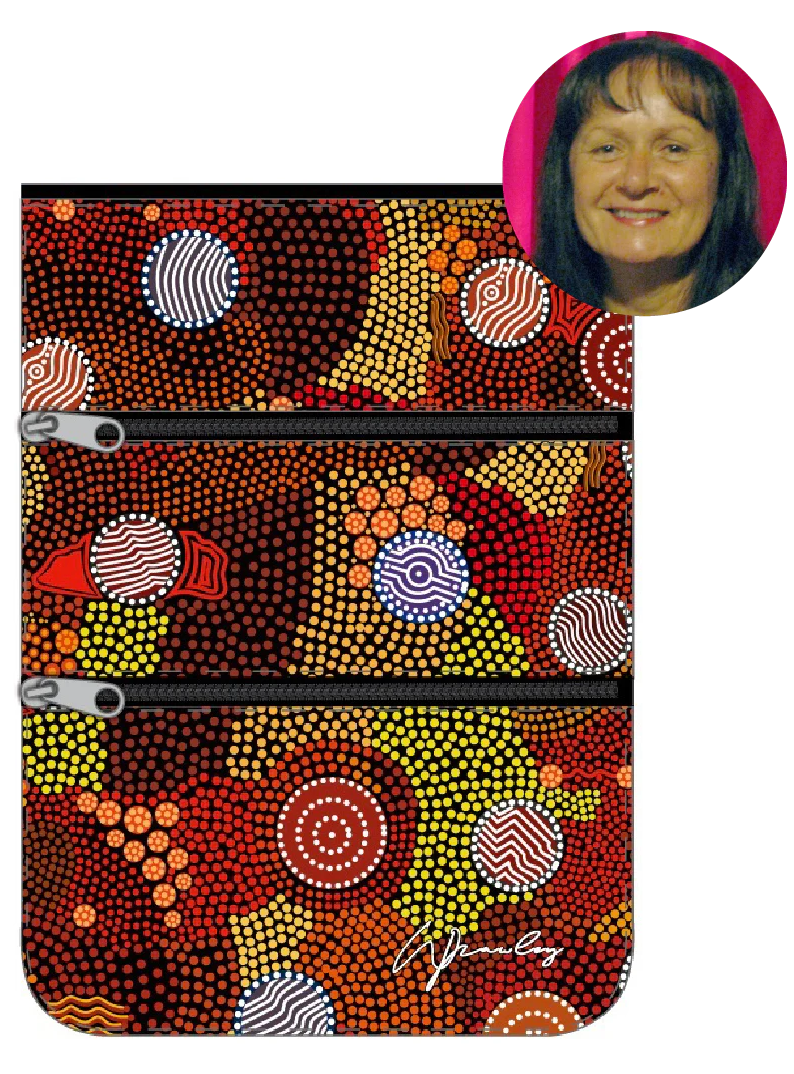 Aboriginal Art 3 Compartment Zip Bag by Wendy Pawley
