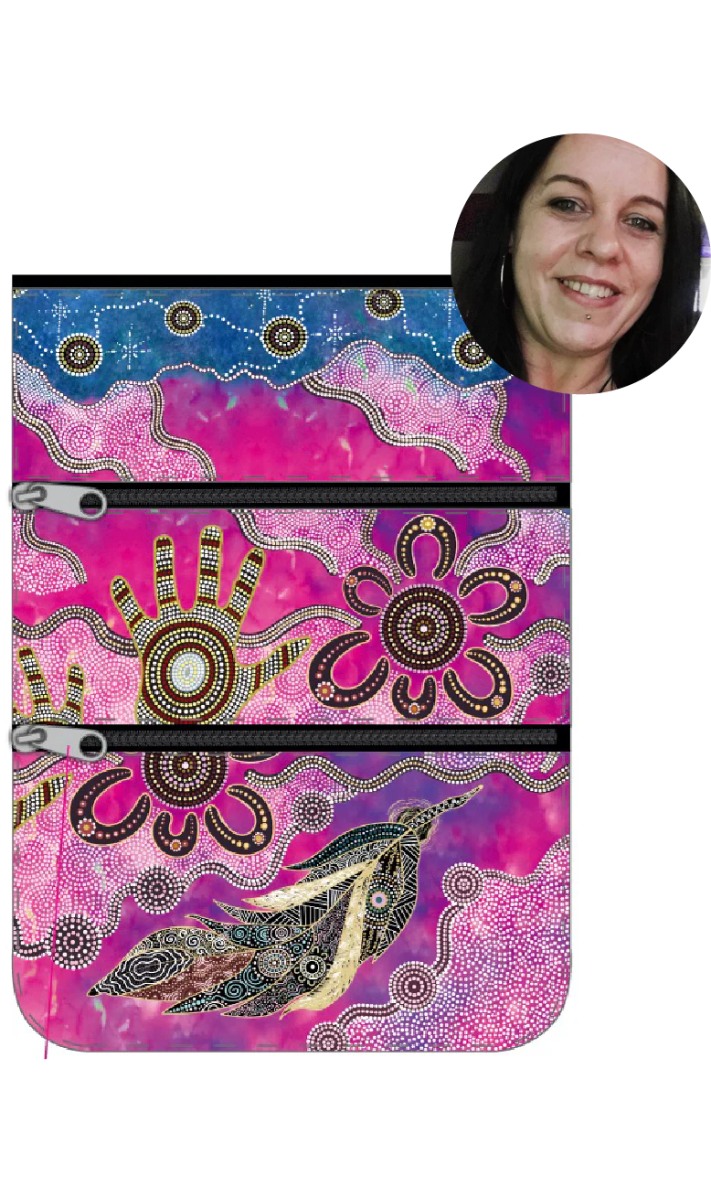 Aboriginal Art 3 Compartment Zip Bag by Nina Wright