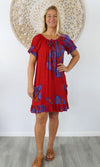 Rayon Cuba Dress Fishbone Red