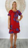 Rayon Cuba Dress Fishbone Red