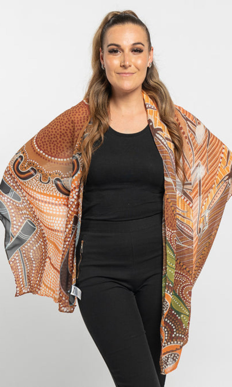 Aboriginal Art Scarf Campfire