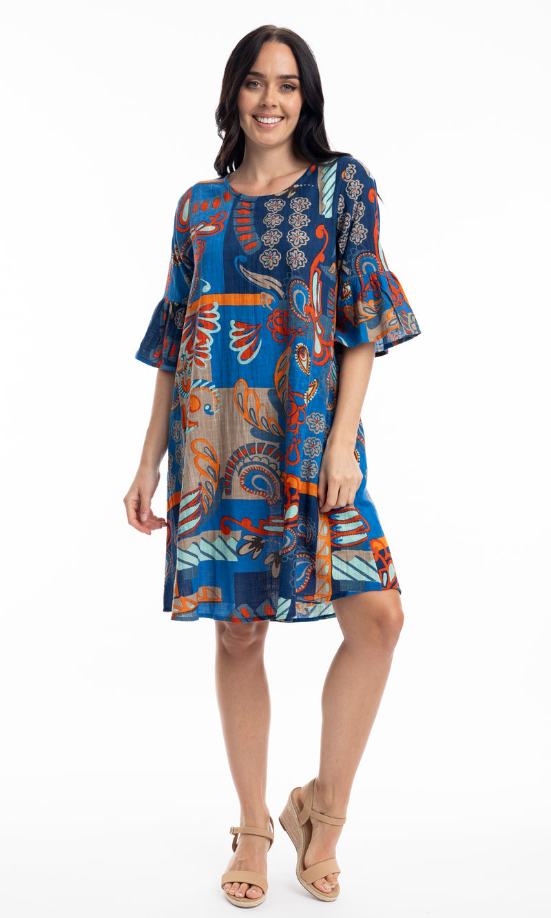 Cotton Dress Contemporary Frill Sleeve Camps Bay