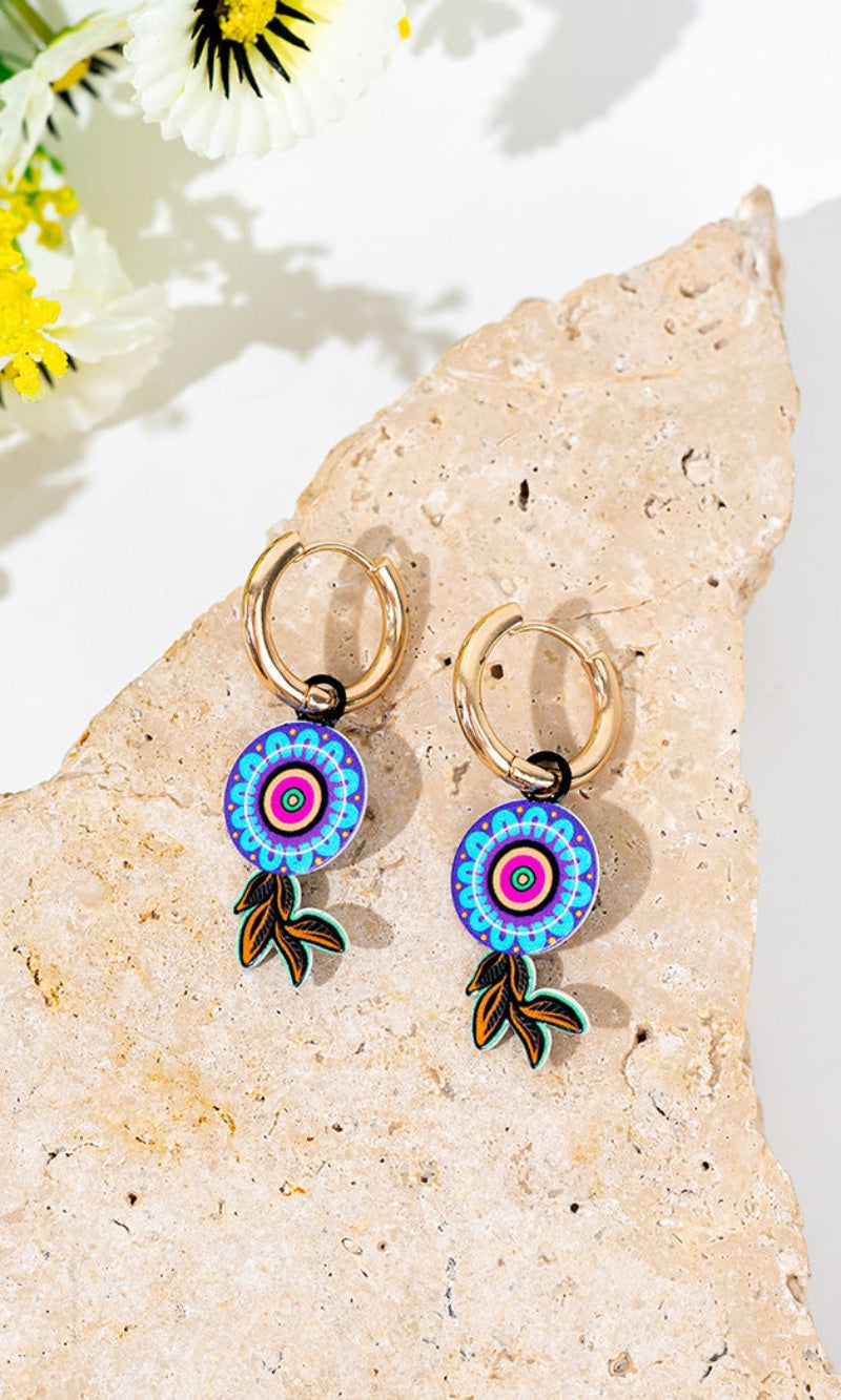 Aboriginal Art Hoop Earrings Celebration