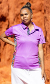 Aboriginal Art Ladies Fitted Bamboo (Simpson Polo Celebration Purple