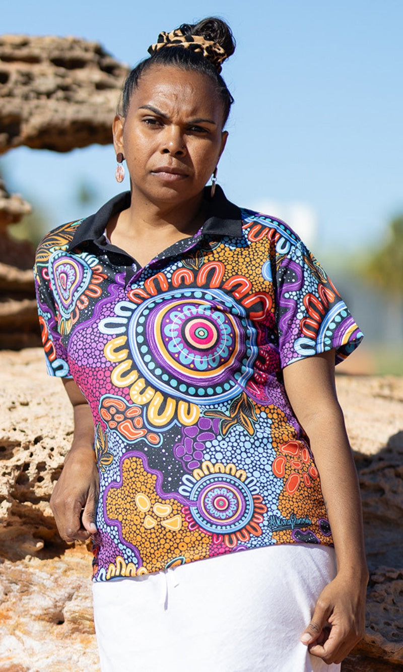 Aboriginal Art Ladies Fitted  Celebration