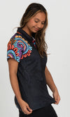 Aboriginal Art Ladies Fitted Bamboo Polo Celebration