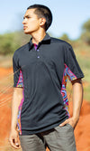 Aboriginal Art Unisex Bamboo (Simpson) Polo Celebration Black