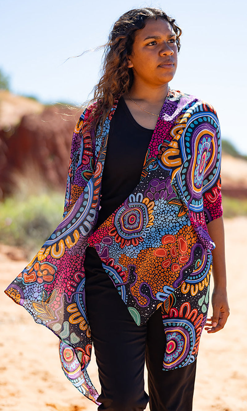 Aboriginal Art Chiffon Shawl Celebration