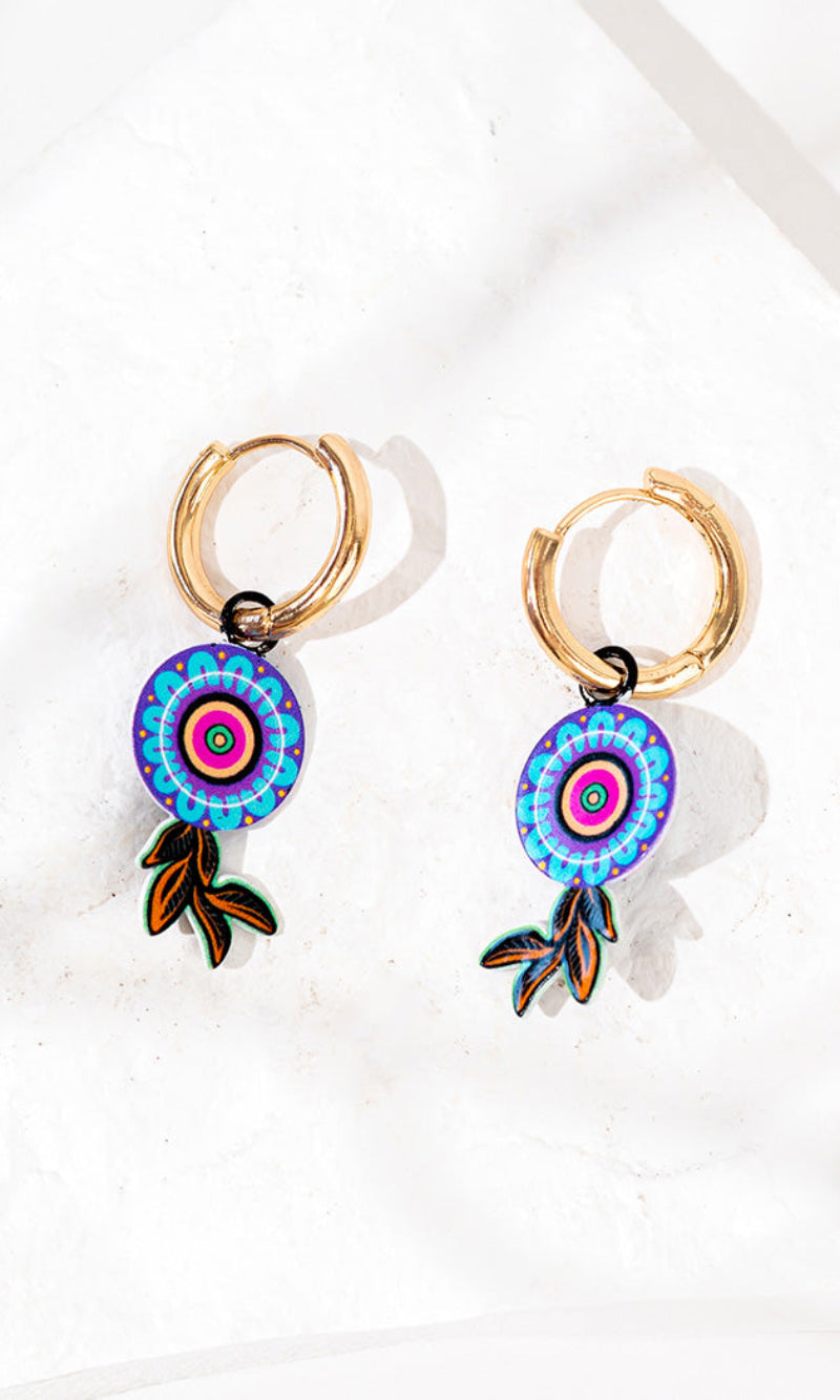 Aboriginal Art Hoop Earrings Celebration