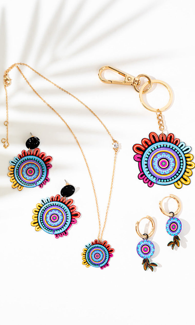 Aboriginal Art Hoop Earrings Celebration