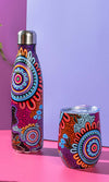 Aboriginal Art Stainless Steel Water Bottle Celebration