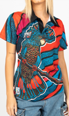 Aboriginal Art Ladies Fitted Polo Cockatoo Firebird