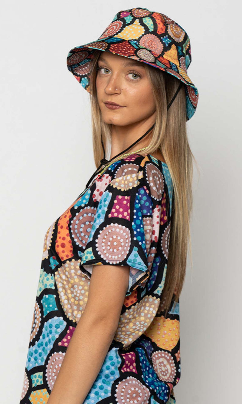 Aboriginal Art Bucket Hat Connection To Country