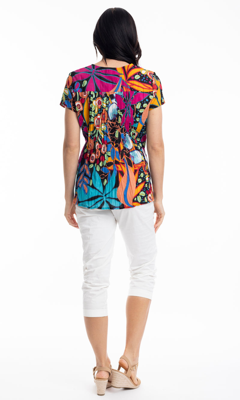 Cotton Top Pleated Short Sleeve Copacabana