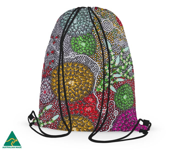 Aboriginal Art Drawstring Bag Coral Hayes