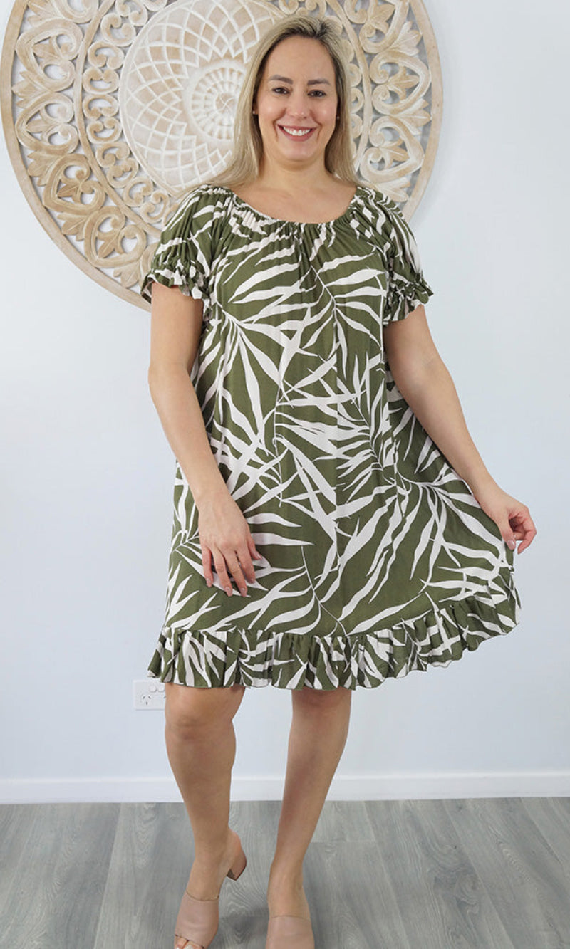 Rayon Dress Short Diva Palm Leaf, More Colours