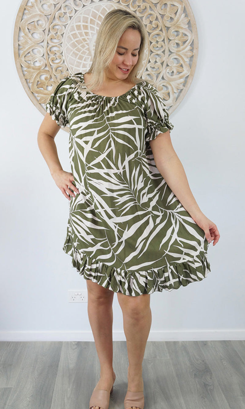 Rayon Dress Short Diva Palm Leaf, More Colours