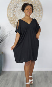 Rayon Dress Drifter Plain Black