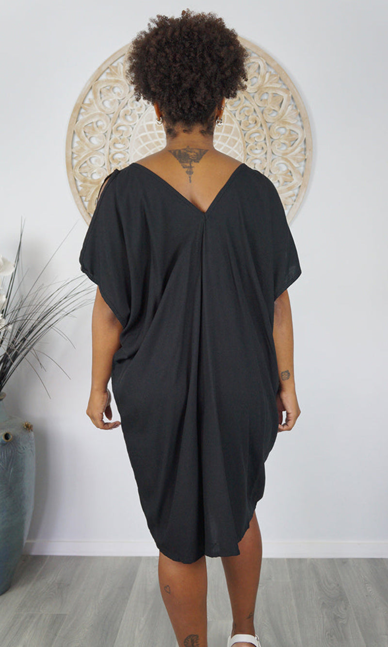 Rayon Dress Drifter Plain Black