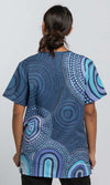 Aboriginal Art Ladies Three Pocket Scrub Top Our Future, Together